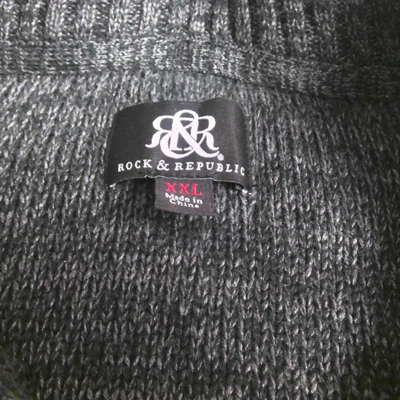 Rock & Republic Jacket Sweater Gray Long Sleeve Full Zip Men's XXL - Picture 4 of 8